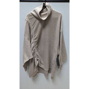 Tahari Sport Light Tan Ruched-Drawstring Sweater